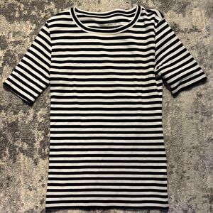J. Crew Navy and White Striped Tee Shirt Small